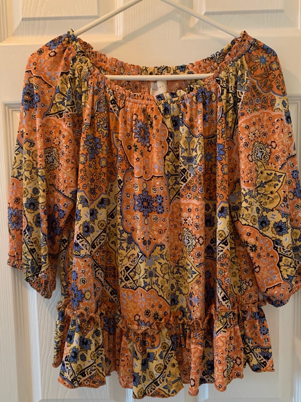 Boho Floral Paisley Peasant Style Top by MELLODAY • Sz. M • Like NEW